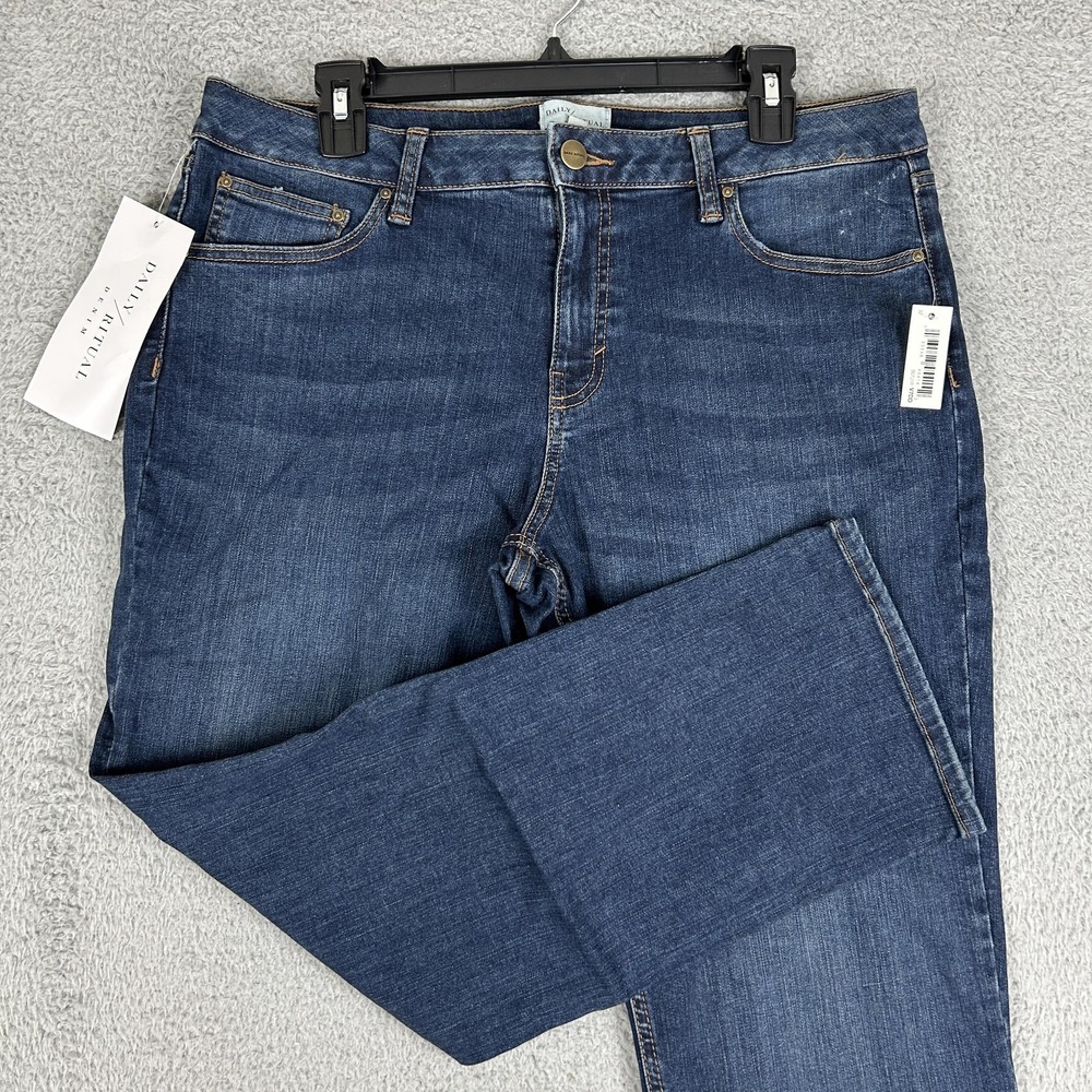 Daily Ritual Jeans Womens 32 Blue Denim Girlfriend Mid‎ Rise Stretch